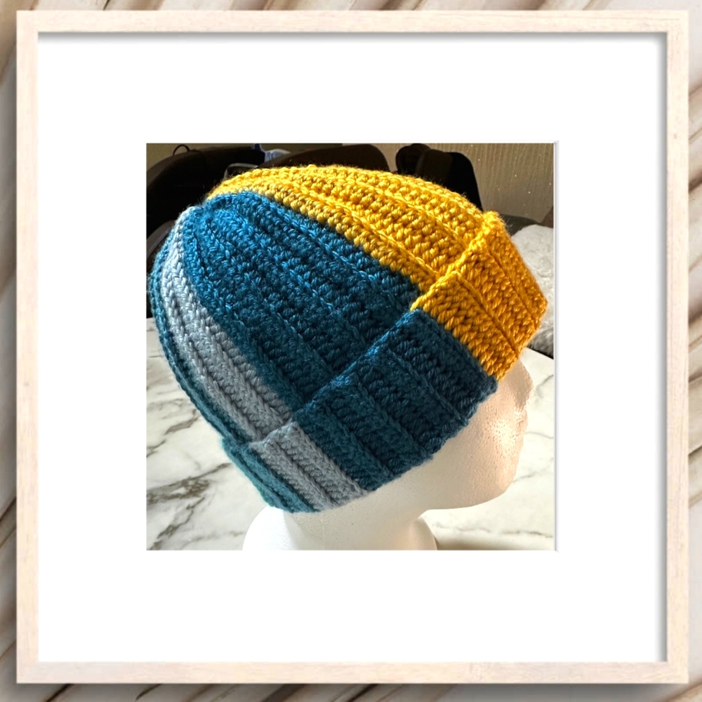 Knitted  Hat Multi colored Handmade Crocheted Hat